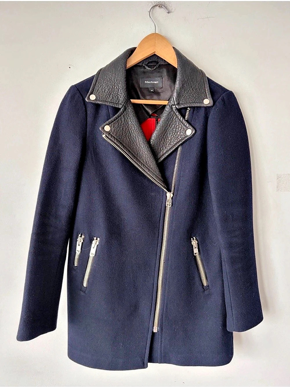 Mackage Women's Leather Wool Coat Size S